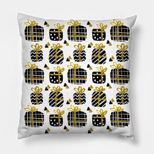 Black and gold giftboxe pattern Pillow