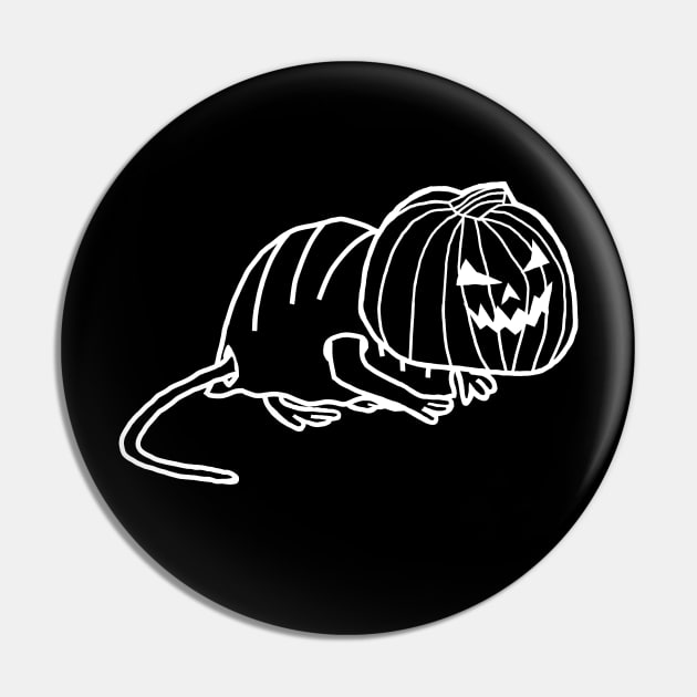 Minimal White Line Cute Rat Wearing Halloween Horror Costume Pin by ellenhenryart