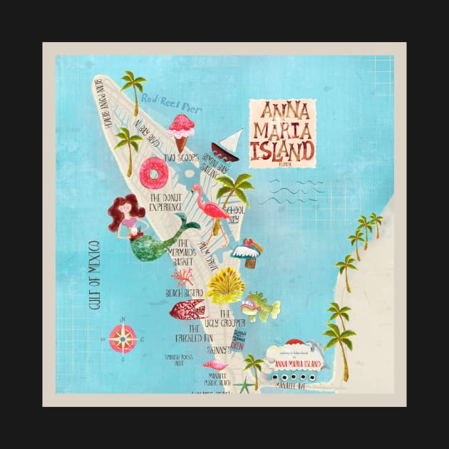 Anna Maria Island Florida//custom island map design and pattern by Bridgett3602