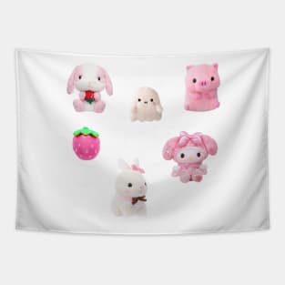 Pink Kawaii Plushies Sticker Pack Tapestry