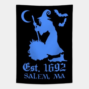 Salem Massachusetts Est. 1692 - Halloween Witch (BLUE) Tapestry