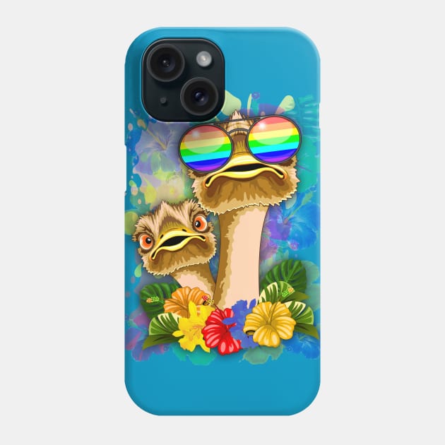 Ostrich Hawaii Fashion Funny Dudes Phone Case by BluedarkArt