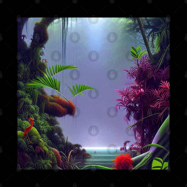 Digital Painting Of A Beautiful Jungle by Promen Art