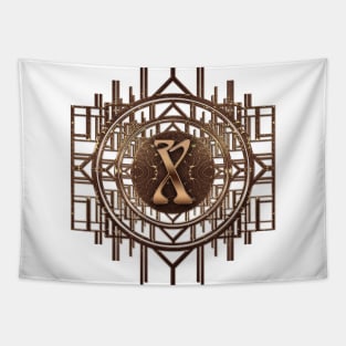 x letter in golden vintage jugendstil style for elegant personal monogram gifts Tapestry