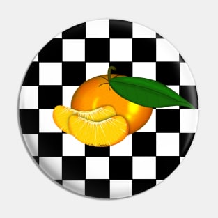 TANGERINE ON CHECKERS Pin