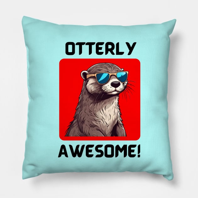 Otterly Awesome | Otter Pun Pillow by Allthingspunny