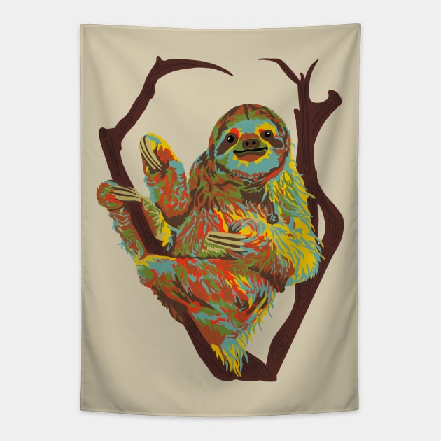 Sloth Portrait Tapestry by Slightly Unhinged