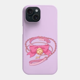 The cute pink cat bell collar choker with chains Phone Case