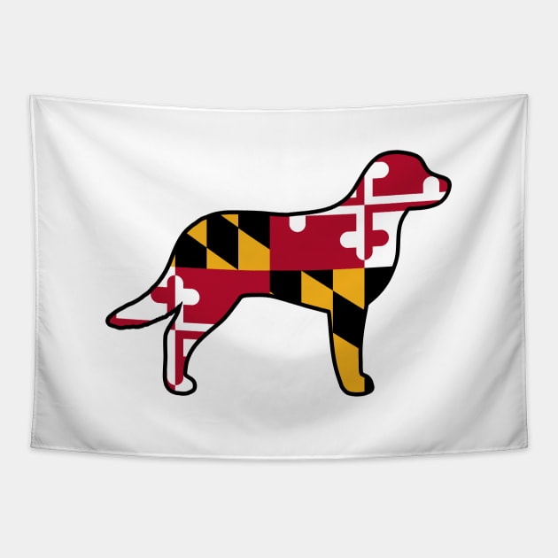 Chesapeake Bay Retriever Silhouette with Maryland Flag Tapestry by Coffee Squirrel