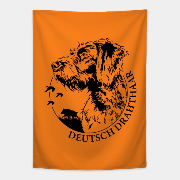 Proud Deutsch Drahthaar dog Portrait Tapestry by wilsigns