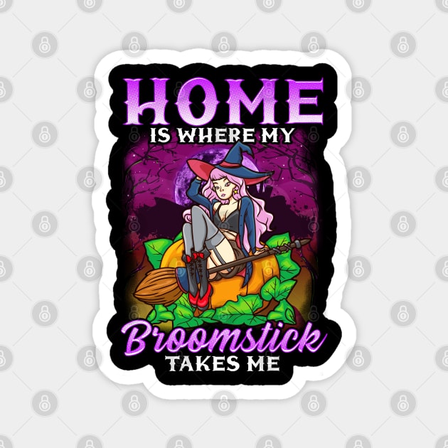 Home is where my Broomstick takes Me Halloween Witch Magnet by creative