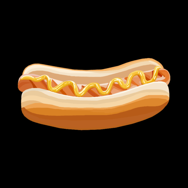 Hotdog with Mustard in Bun by Art by Deborah Camp