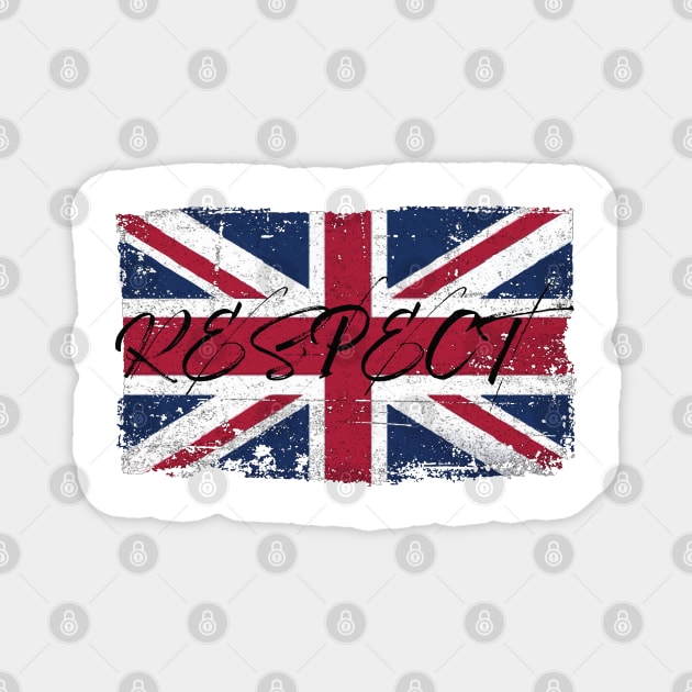 Respect UK British Flag Worn Magnet by Whites Designs