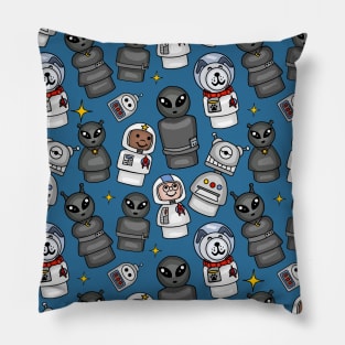 Little Astronauts, Space Dog, Aliens, and Robots Pattern Pillow