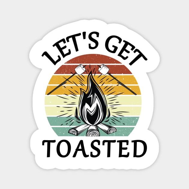 Let's Get Toasted Vintage Sunset Campfire Magnet by DexterFreeman