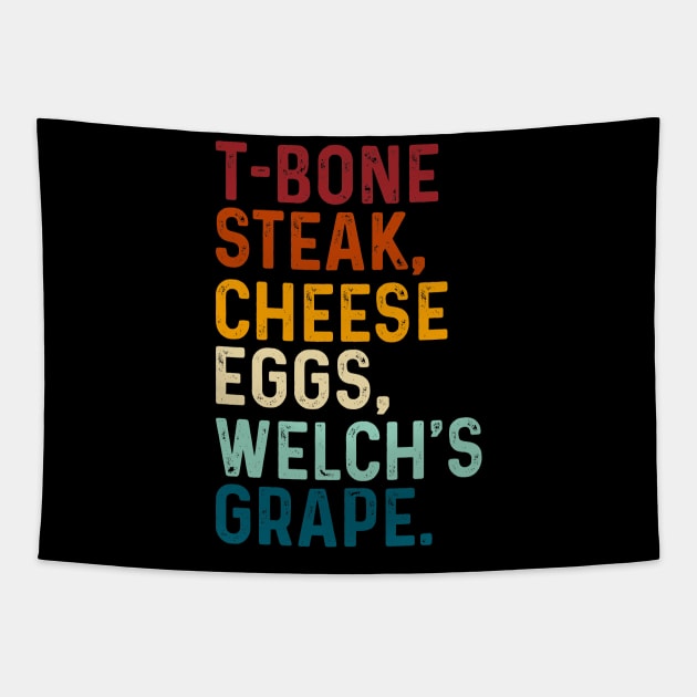 Retro T-Bone Steak, Cheese Eggs, Welch's Grape Tapestry by TeeTypo
