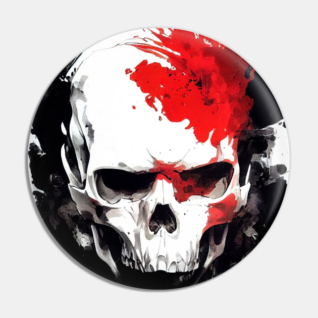 Skull Wild Nature Free Spirit Art Brush Painting Pin by Cubebox