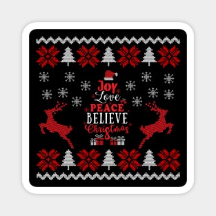 Joy Love Peace Believe Christmas Pattern Magnet