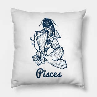 Pisces Zodiac Horoscope with Fish with Flower Sign and Name Pillow