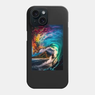 rainbow wave surfer Phone Case