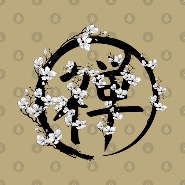 Blossoming Enso circle and Zen hieroglyph by Nartissima