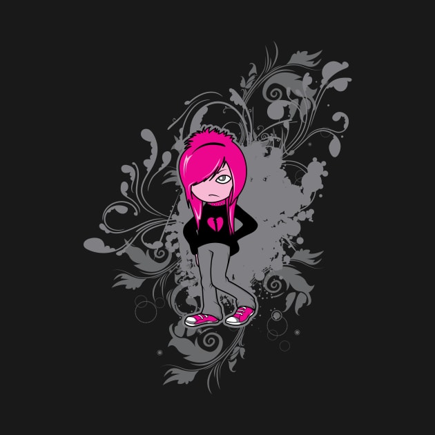 Emo Girl Anime Manga Illustration by Foxxy Merch