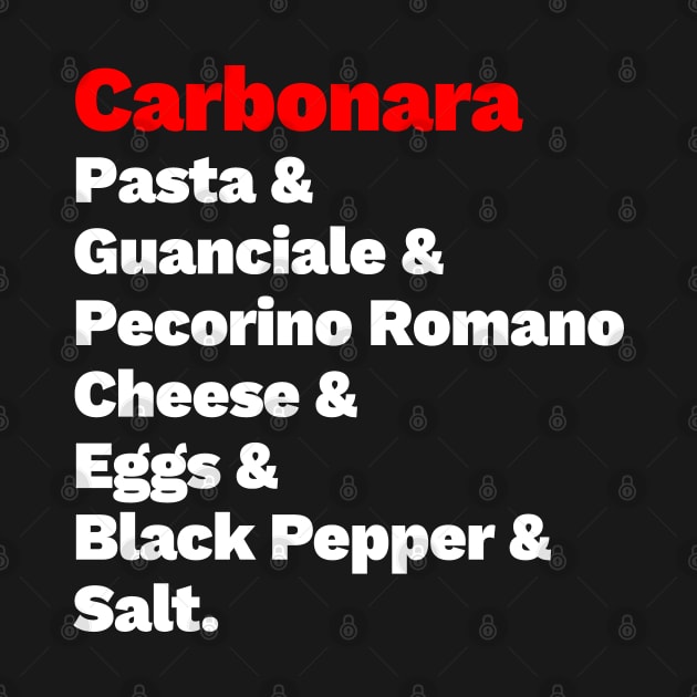 Carbonara Ingredients white by LanfaTees