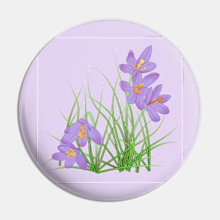 Crocus Flowers on Pale Lavender Pin