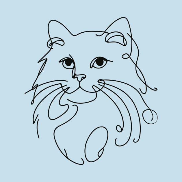 One Line Drawing for cat lover by T-Shirt Sculptor