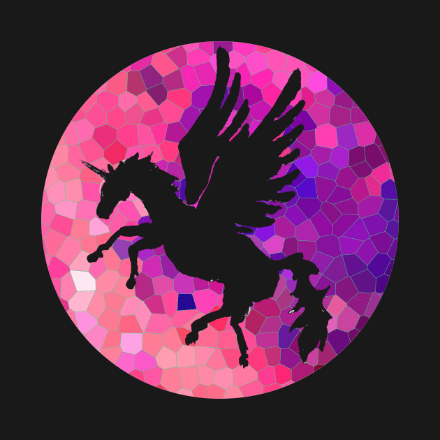 Pink Mosaic Moon Unicorn by ZeichenbloQ