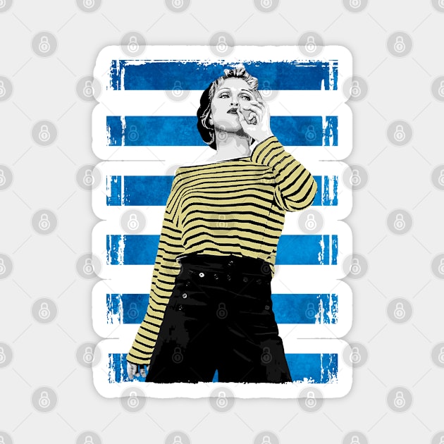 Madonna Vintage Halftone-True Blue Stripes Magnet by Mr.FansArt