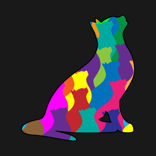 Colorful Cat Collage Silhouette T-Shirt