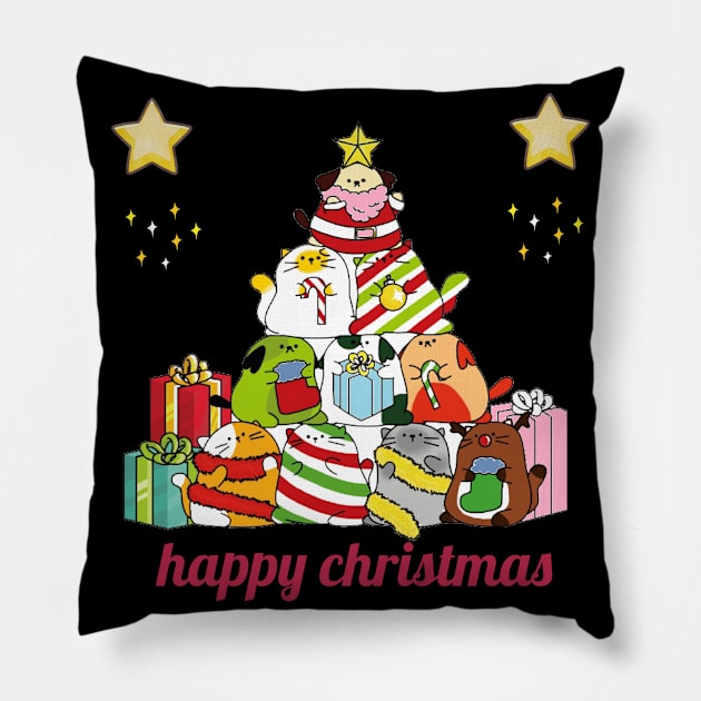 t-shirt happy christmas with cats 2020 Pillow by yamiston