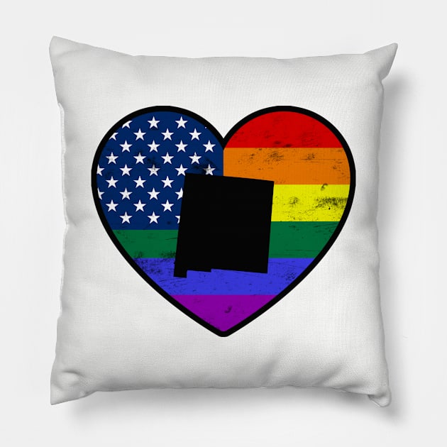 New Mexico United States Gay Pride Flag Heart Pillow by TextTees