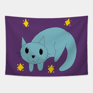 Floppy cat blue Tapestry