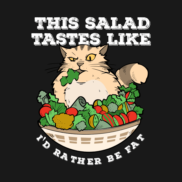 Funny Diet Cat Weightloss Fasting Gym Workout Fitness Salad by TellingTales