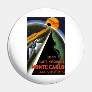 Monte Carlo Automotive Rallye, January 1931 Art Deco Poster Design Pin