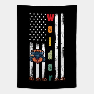 American Flag With Working welder Funny welding Gift Tapestry