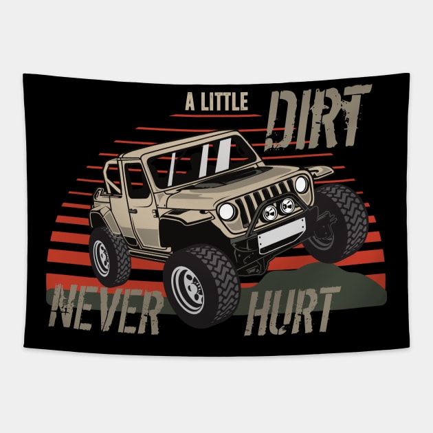 A little dirt never hurt - Retro Wrangler Offroad 4x4 SUV - Jeep - Tapestry