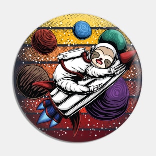 Sloth Astronaut - Funny Sleepy Sloth in Outer Space Pin