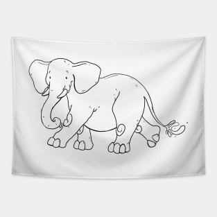 Elephant - Line Art Tapestry