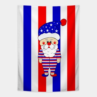 PATRIOTIC  Santa For The Fourth Of July Tapestry