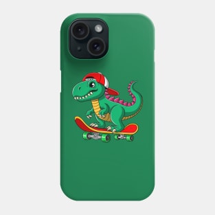 T rex dinosaur on skateboard Phone Case