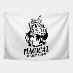 Feeling Magical But Also Stabby Unicorn Tapestry