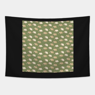 Camping Tents, Olive Green Palette Tapestry