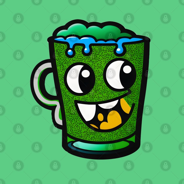 St. Patrick’s Day Funny Green Beer Mug Cartoon by Xtian Dela ✅