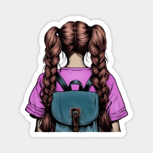 Girl with backpack Magnet