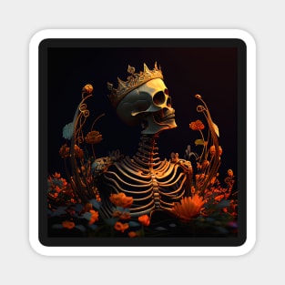 Skeleton in garden with golden crown Magnet