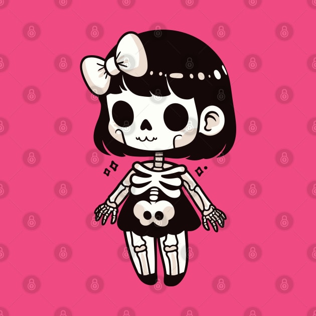 Cute Kawaii Skeleton Girl Costume | Cute Happy Halloween Skeleton Design by Nora Liak