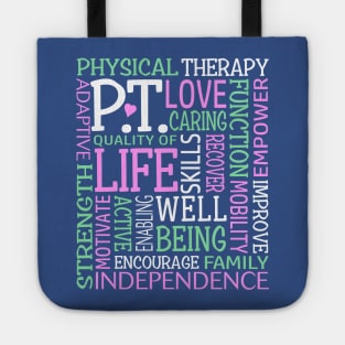 PT Physical Therapy Word Art Physical Therapist Tote